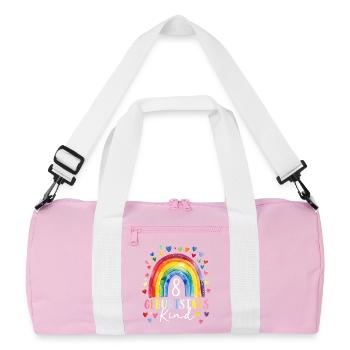 Birthday 8 Girl Rainbow Eight Years Old - Recycled Duffel Bag - pink/white - Front