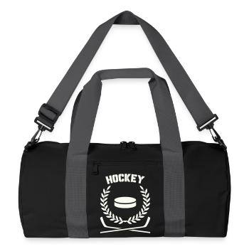 Hockey Emblem mit Scheibe und Lorbeer - Recycelte Duffel Bag - Schwarz/Graphitgrau - Vorne
