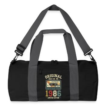 Originales Retro-Kassettenband von 1986 40. Geburtstag - Recycelte Duffel Bag - Schwarz/Graphitgrau - Vorne
