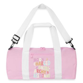 Moon charged, patriarchy resistant - pastel - Recycled Duffel Bag - pink/white - Front