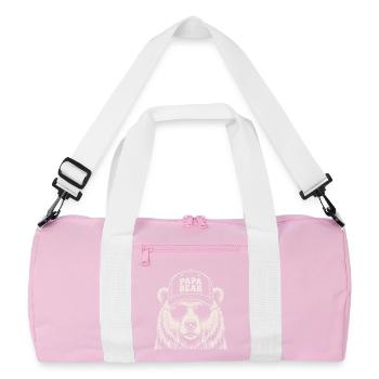 Papa Bear Father Dad Grandpa Family Man - Recycled Duffel Bag - pink/white - Front