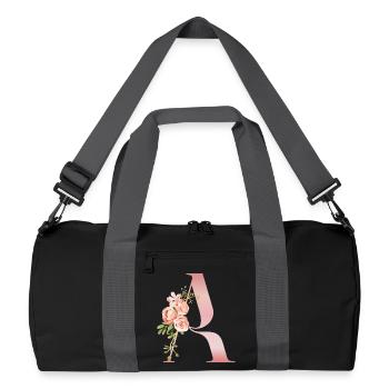Monogramm Ein Pastellblume - Recycelte Duffel Bag - Schwarz/Graphitgrau - Vorne