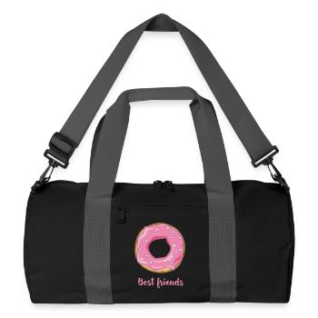 Donut favorite food sweet snack pink sugar casting lo - Recycled Duffel Bag - black/graphite grey - Front