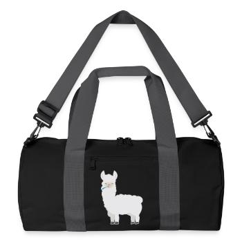 Tiershirt spuckendes Lama Kindermotiv Lama spuckt - Recycelte Duffel Bag - Schwarz/Graphitgrau - Vorne