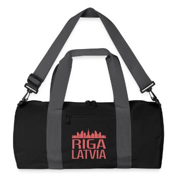 Stilvolle Riga Skyline Illustration - Recycelte Duffel Bag - Schwarz/Graphitgrau - Vorne