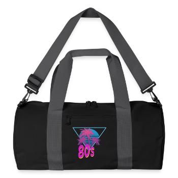 80s 80s 80's eighties themed party costume - Recycled Duffel Bag - black/graphite grey - Front