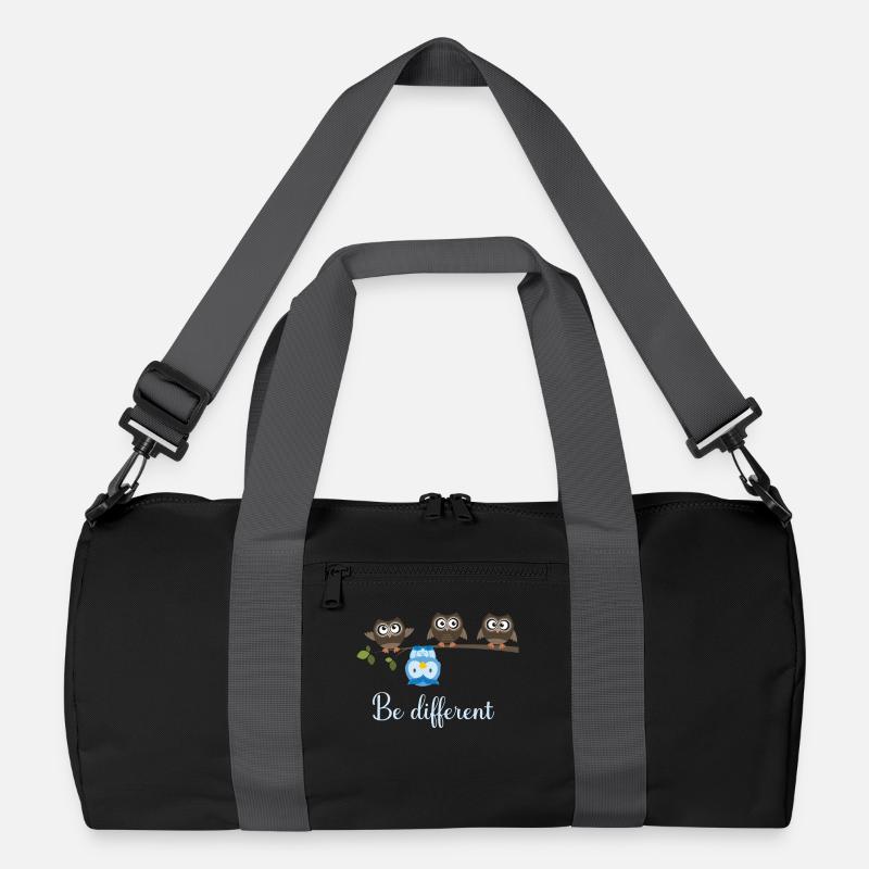 Be Different Eule - Recycelte Duffel Bag - Schwarz/Graphitgrau
