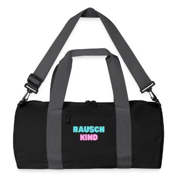 Rauschkind - Wiener Dialekt Kosename für Freunde - Recycelte Duffel Bag - Schwarz/Graphitgrau - Vorne