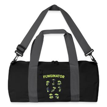Funginator Pilzarten Pilzesammler Pilz Pilzsammler - Recycelte Duffel Bag - Schwarz/Graphitgrau - Vorne