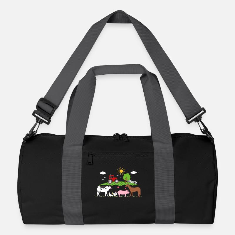 Bauernhof Traktor Nutztiere - Recycelte Duffel Bag - Schwarz/Graphitgrau