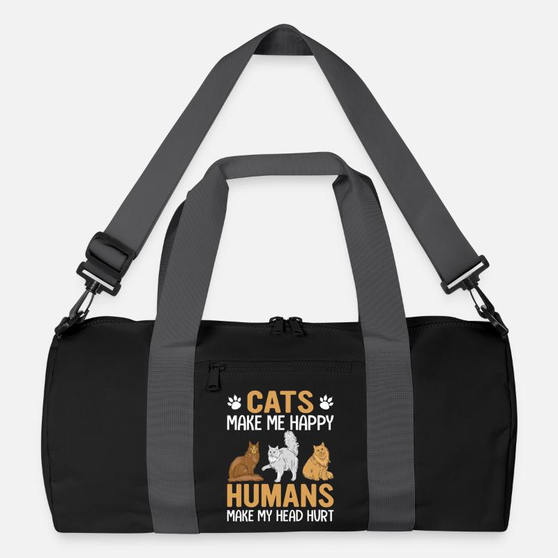 Katzen machen mich glücklich Menschen machen mir den Kopf weh - Recycelte Duffel Bag - Schwarz/Graphitgrau