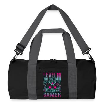11. Geburtstag Level 11 Gamer Gaming Zocken - Recycelte Duffel Bag - Schwarz/Graphitgrau - Vorne