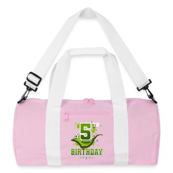 5th birthday football 5 years - Recycled Duffel Bag - pink/white - Front