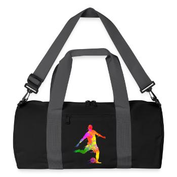 Paint Splashes Soccer Lover Graphic Soccer Player - Recycled Duffel Bag - black/graphite grey - Front