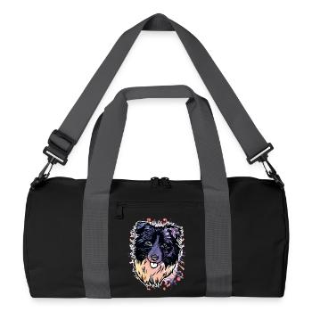Border Collie éclaboussures de couleur - Sac de sport recyclé - noir/gris graphite - Devant