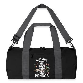 Cette fille aime les pandas - Sac de sport recyclé - noir/gris graphite - Devant