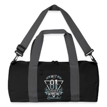 81. Geburtstag Da Fängt Das Leben An - Recycelte Duffel Bag - Schwarz/Graphitgrau - Vorne