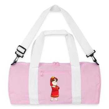 Dog Firefighter Fire Helmet Fire Brigade - Recycled Duffel Bag - pink/white - Front
