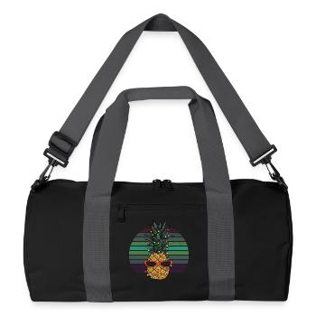 Retro Pineapple String of Lights Christmas Gift - Recycled Duffel Bag - black/graphite grey - Front