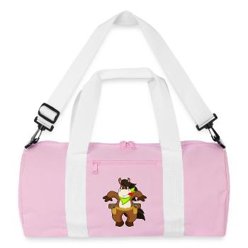 Horse Cowboy Pistol - Recycled Duffel Bag - pink/white - Front