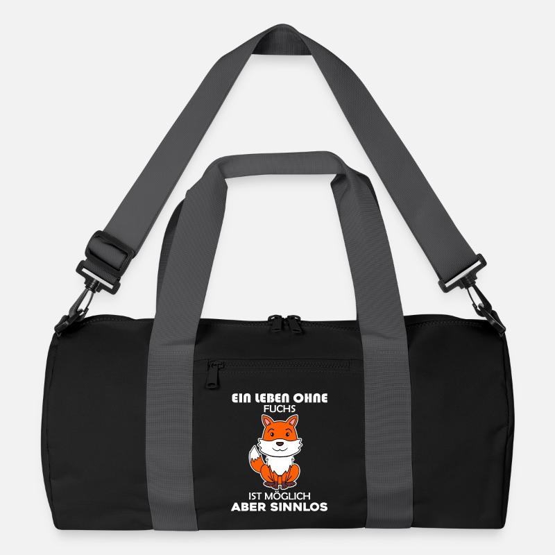 Fuchs Tier Wald Wildtier - Recycelte Duffel Bag - Schwarz/Graphitgrau