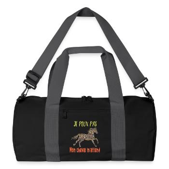 Je peux pas mon cheval m'attend - florale poney - Sac de sport recyclé - noir/gris graphite - Devant