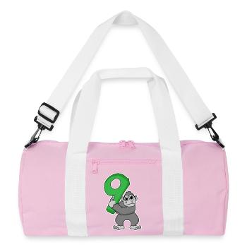 9 ans - 9e anniversaire avec motif animalier - Sac de sport recyclé - rose/blanc - Devant