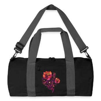 Happy Flowers Watercolor Roses - Recycled Duffel Bag - black/graphite grey - Front