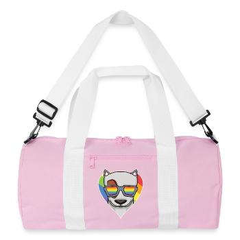 Arc-en-ciel - Chien à lunettes - Bull terrier - Sac de sport recyclé - rose/blanc - Devant