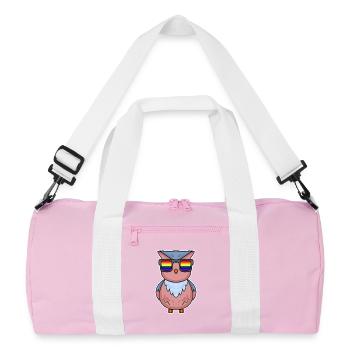 Arc-en-ciel - Hibou avec lunettes - Sac de sport recyclé - rose/blanc - Devant