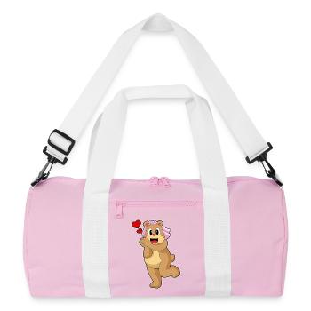 Bear Bride Veil Wedding - Recycled Duffel Bag - pink/white - Front