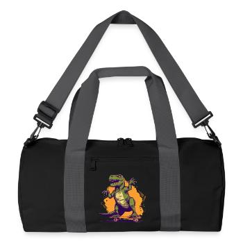 Skateboarding Cooler Skateboarder T Rex Dinosaurier - Recycelte Duffel Bag - Schwarz/Graphitgrau - Vorne