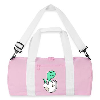 Dinosaur Egg Dino Baby Motif - Recycled Duffel Bag - pink/white - Front