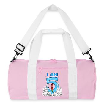 5 Birthday Boy Astronaut Rocket - cinq ans - Sac de sport recyclé - rose/blanc - Devant