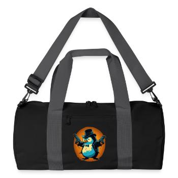 Penguin with pistols and hat - Recycled Duffel Bag - black/graphite grey - Front