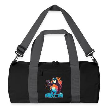 Pen.. guin penguin with pistol - Recycled Duffel Bag - black/graphite grey - Front