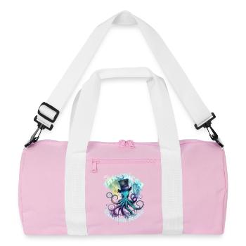 Fashion sense Octophus with top hat - Recycled Duffel Bag - pink/white - Front