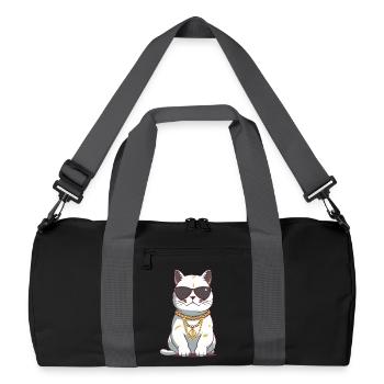 Cool cat with sunglasses and gold chain - Recycled Duffel Bag - black/graphite grey - Front