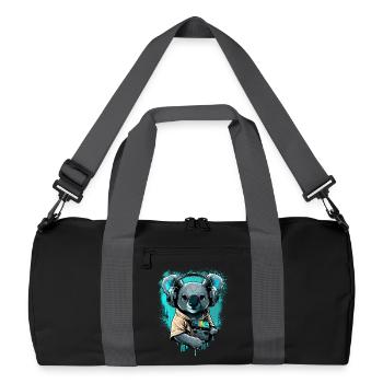 koala with headphones and Walkman - Recycled Duffel Bag - black/graphite grey - Front