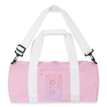 Cassette 90s Party 80s Retro Music Tape - Recycled Duffel Bag - pink/white - Front