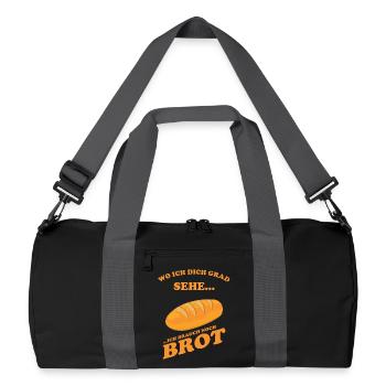 Wo ich dich grad sehe, ich brauch noch Brot - Recycelte Duffel Bag - Schwarz/Graphitgrau - Vorne