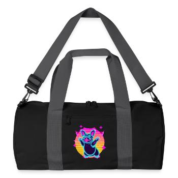 Funny French Bulldog Synth Frenchie - Recycled Duffel Bag - black/graphite grey - Front