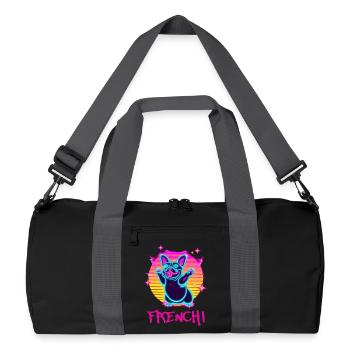 Funny Frenchie Dog French Bulldog Synth - Recycled Duffel Bag - black/graphite grey - Front