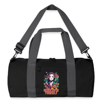 Rediscover Yourself- Trendy Aesthetic Graphic - Recycelte Duffel Bag - Schwarz/Graphitgrau - Vorne