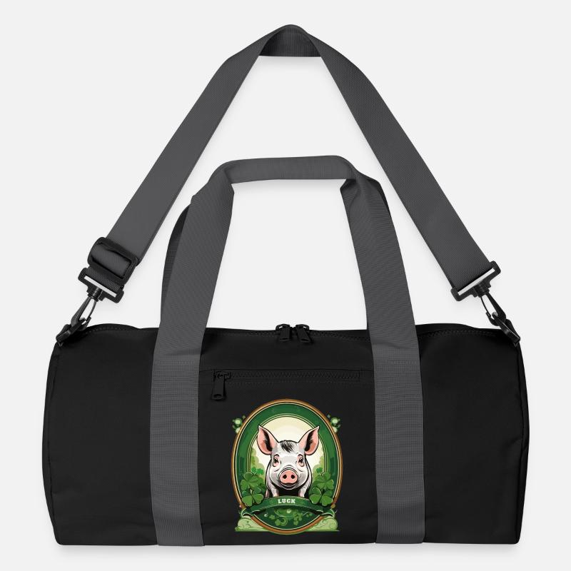 Lucky pig with shamrocks Recycled Duffel Bag