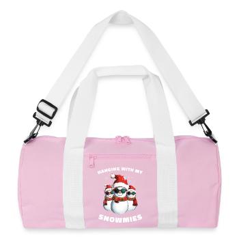 Hanging With My Snowmies Schneemann Weihnachten - Recycelte Duffel Bag - Rosa/Weiß - Vorne
