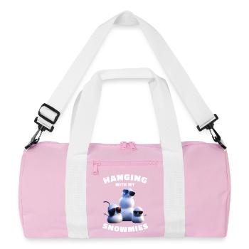 Hanging With My Snowmies Lustige Schneemänner - Recycelte Duffel Bag - Rosa/Weiß - Vorne