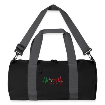 Porto Skyline Heartbeat Portugal Heart Love Porto - Recycled Duffel Bag - black/graphite grey - Front