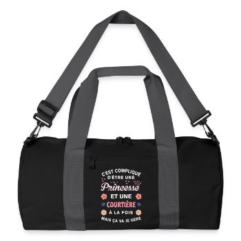 Cadeau Humoristique Courtière Princesse - Sac de sport recyclé - noir/gris graphite - Devant