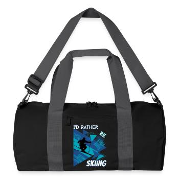 I'd Rather Ski - Ski Wintersportler Skifahrer - Recycelte Duffel Bag - Schwarz/Graphitgrau - Vorne